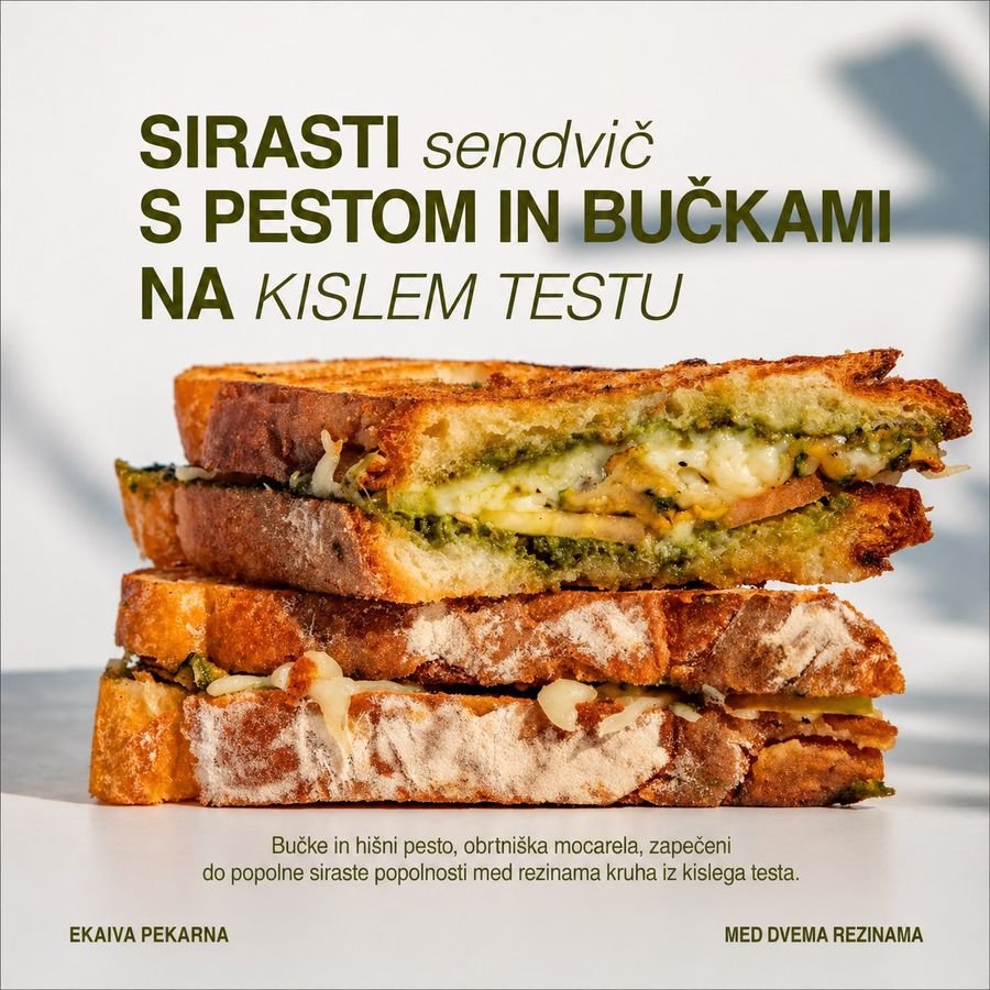 Sirasti sendvič s pestom in bučkami na kislem testu